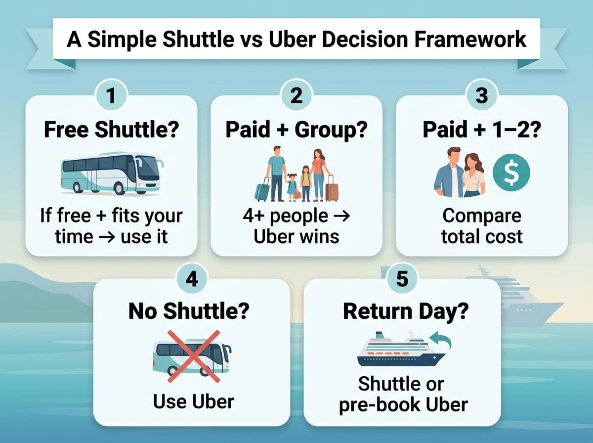 Hotel Shuttle vs Uber Decision Framework for Cruise Ports