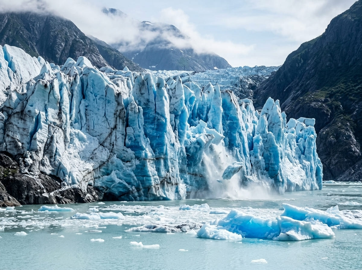 The face of Sawyer Glacier at the end of Tracy Arm Fjord, Alaska.
