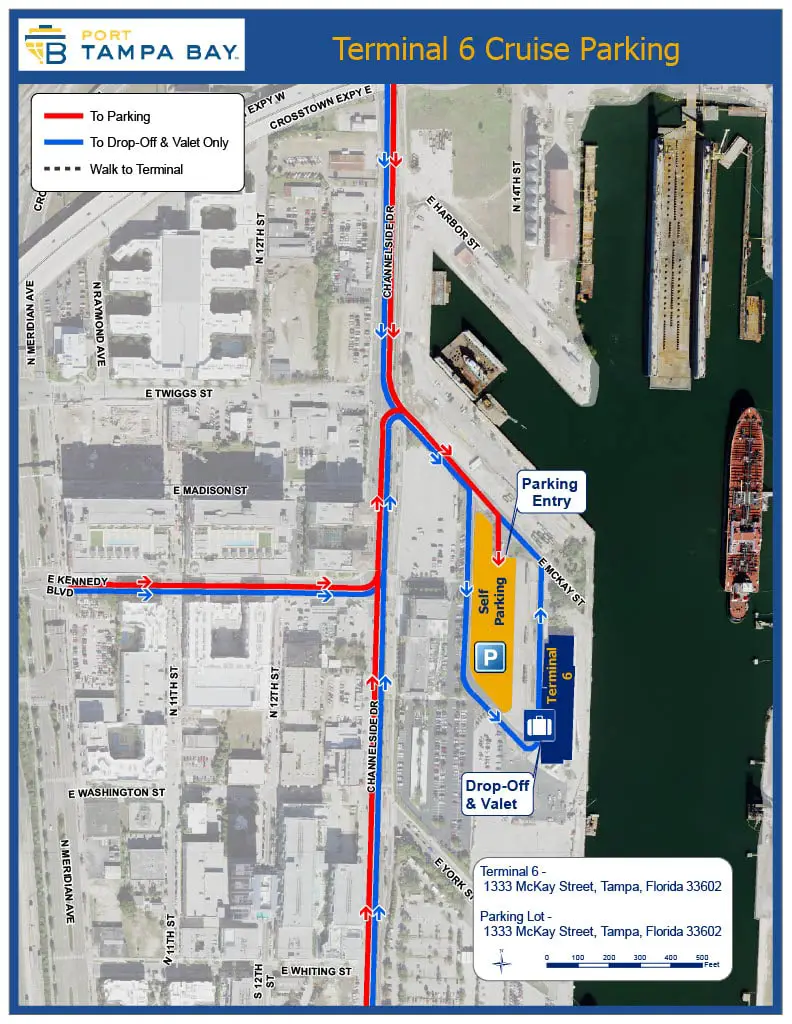 Tampa Cruise Parking Terminal 6 map