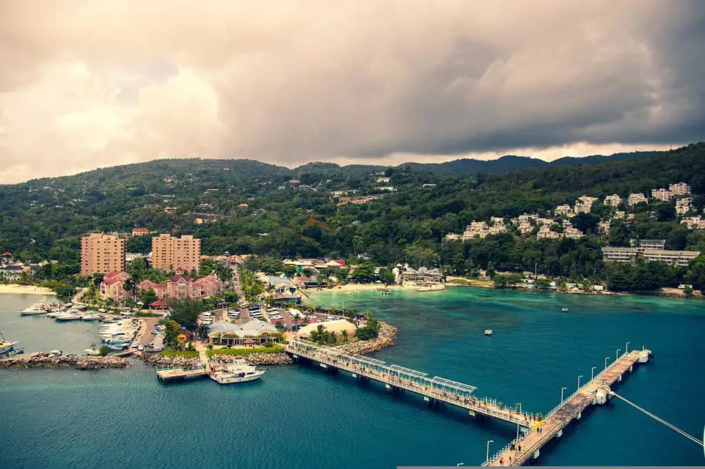 Aerial view of cruise ship port in Ocho Rios