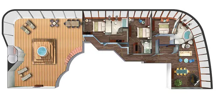 Floor plan of Garden Villa on Norwegian Dawn