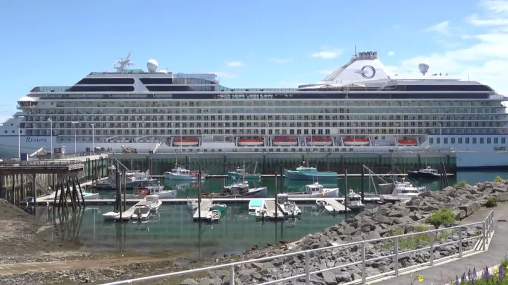 Oceana cruise ship docked in downtown Eastport.
